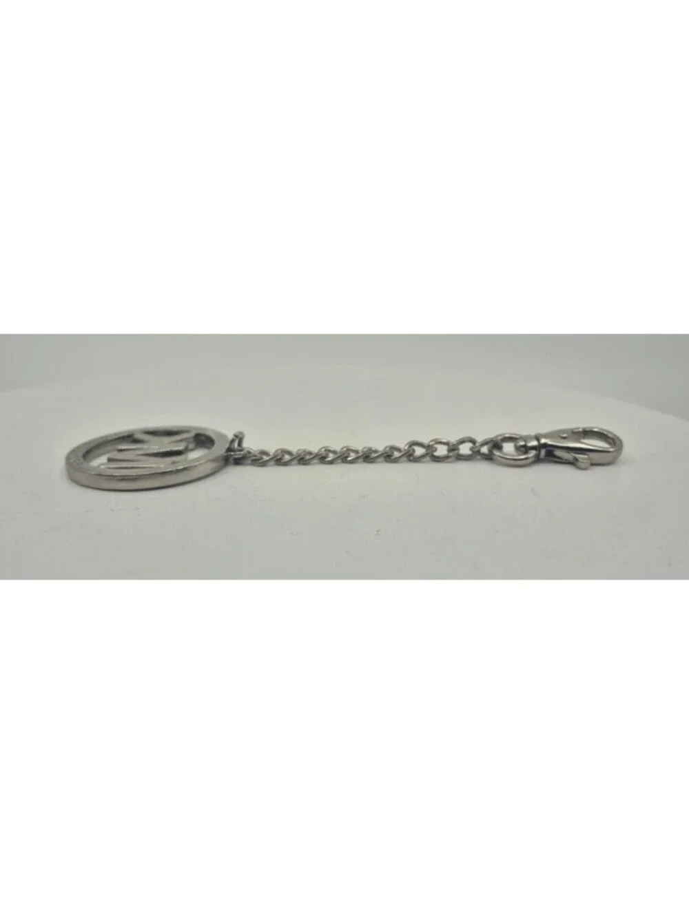 Michael Kors MK Signature Logo Silver Tone Purse Charm Hang Tag Chain Keychain